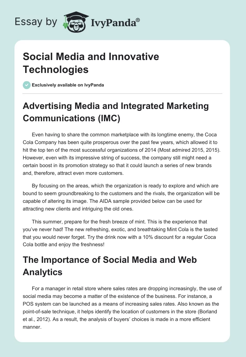Social Media and Innovative Technologies. Page 1