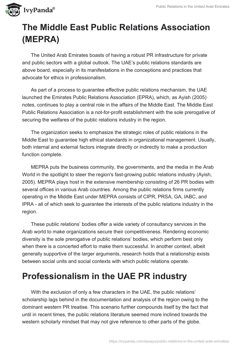 Public Relations in the United Arab Emirates. Page 2
