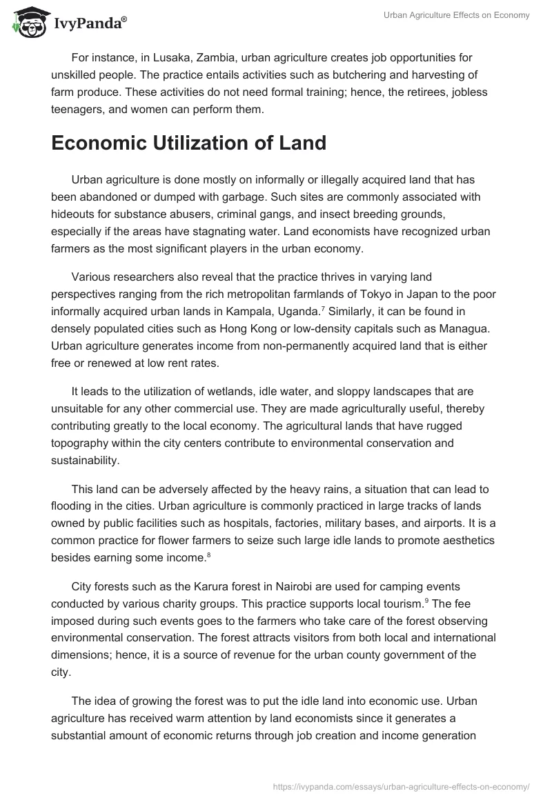 Urban Agriculture Effects on Economy. Page 4