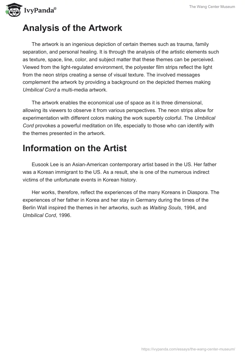 The Wang Center Museum. Page 2