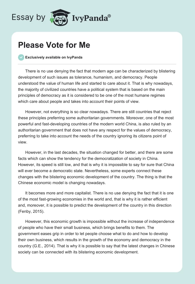 "Please Vote for Me". Page 1