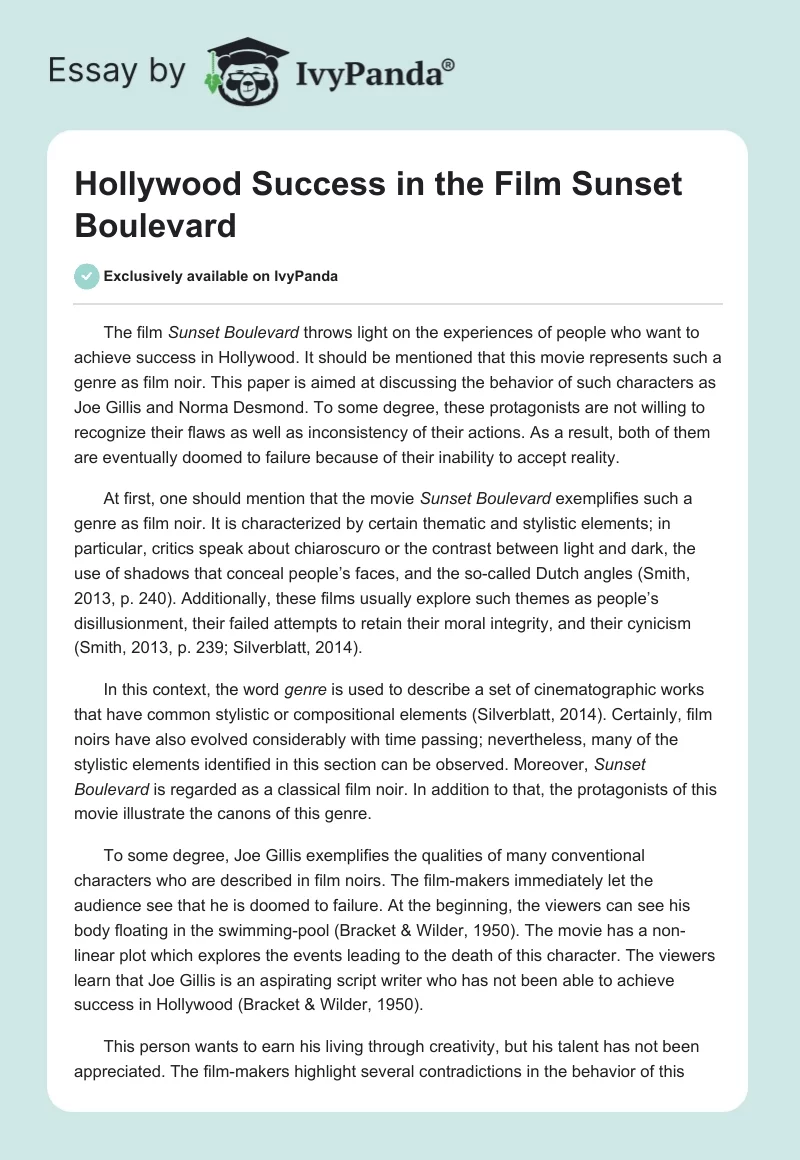 Hollywood Success in the Film "Sunset Boulevard". Page 1