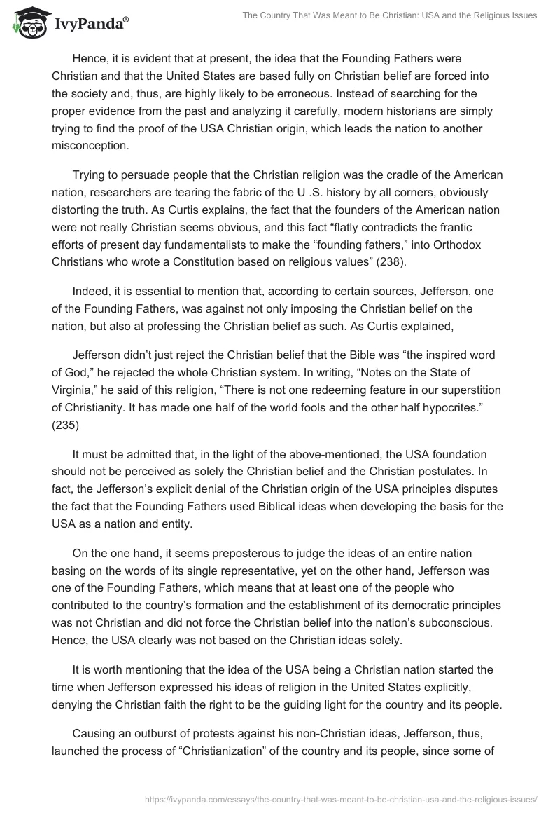 The Country That Was Meant to Be Christian: USA and the Religious Issues. Page 4
