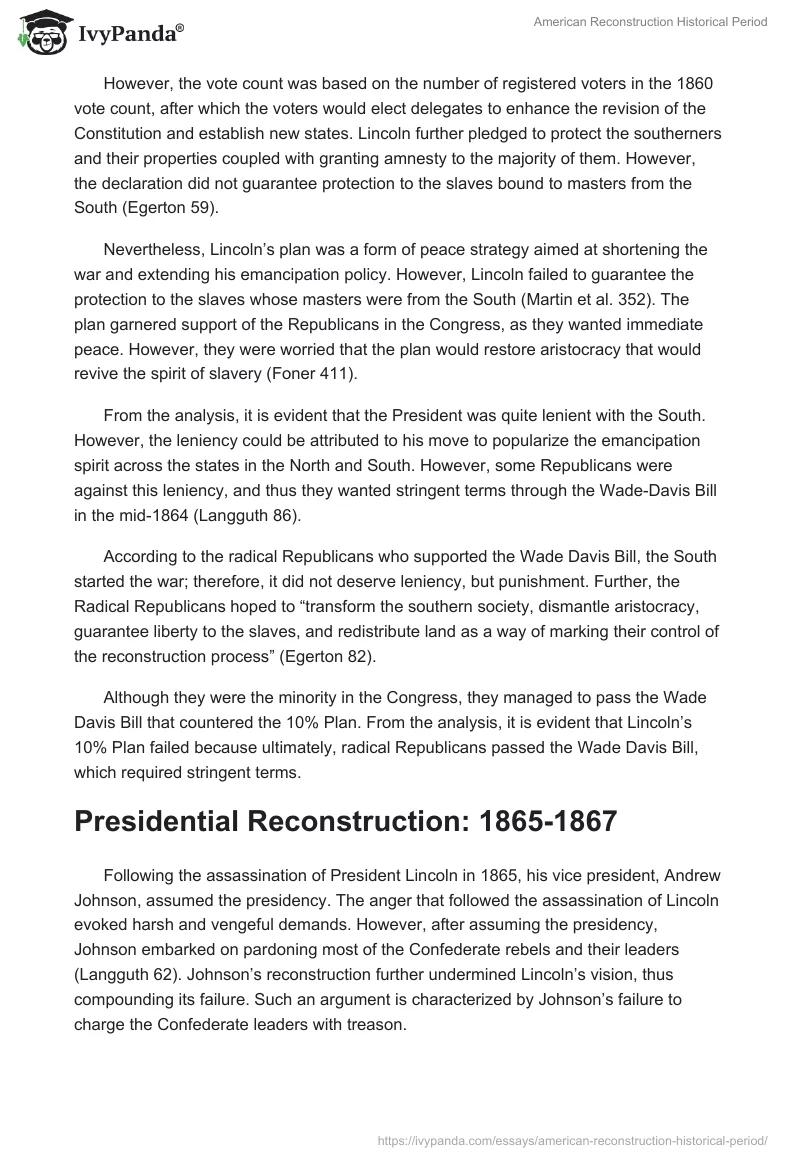 American Reconstruction Historical Period. Page 2