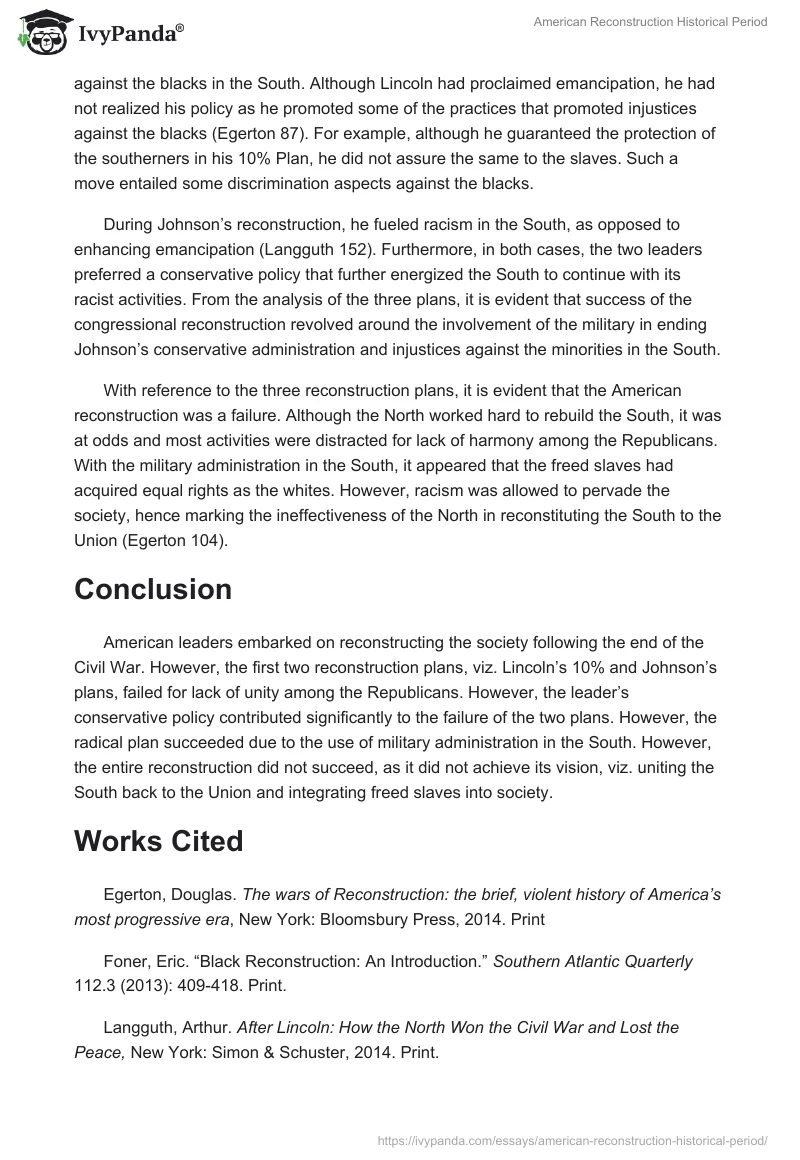 American Reconstruction Historical Period. Page 4