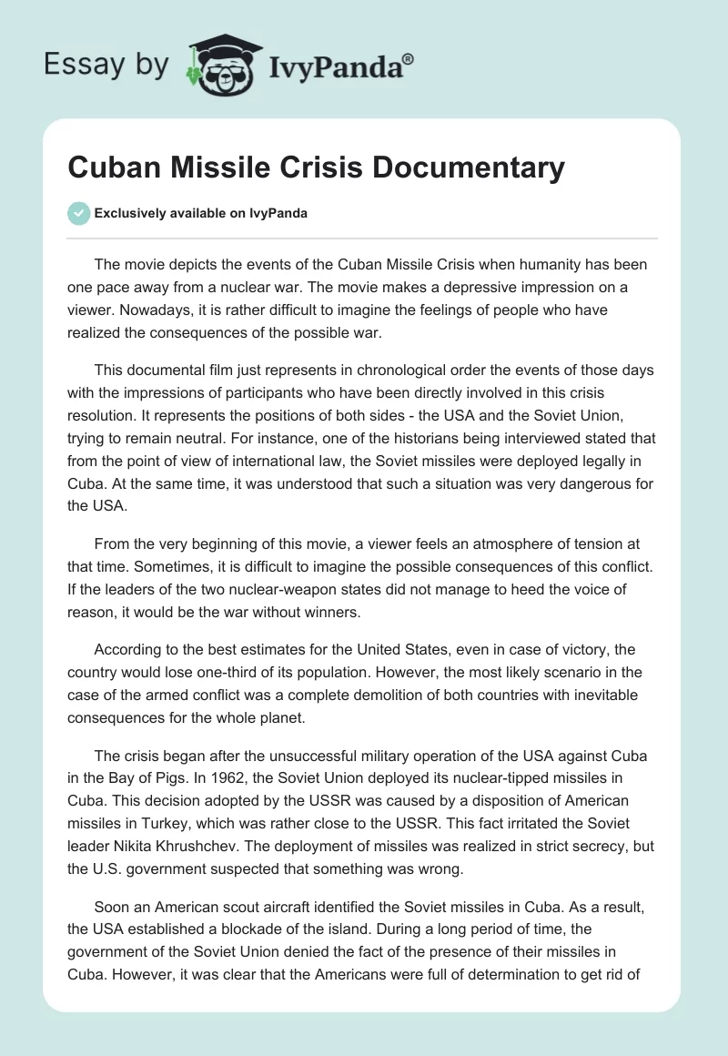 Cuban Missile Crisis Documentary. Page 1