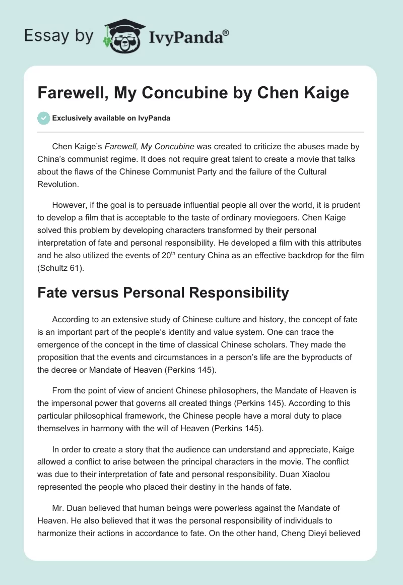 "Farewell, My Concubine" by Chen Kaige. Page 1