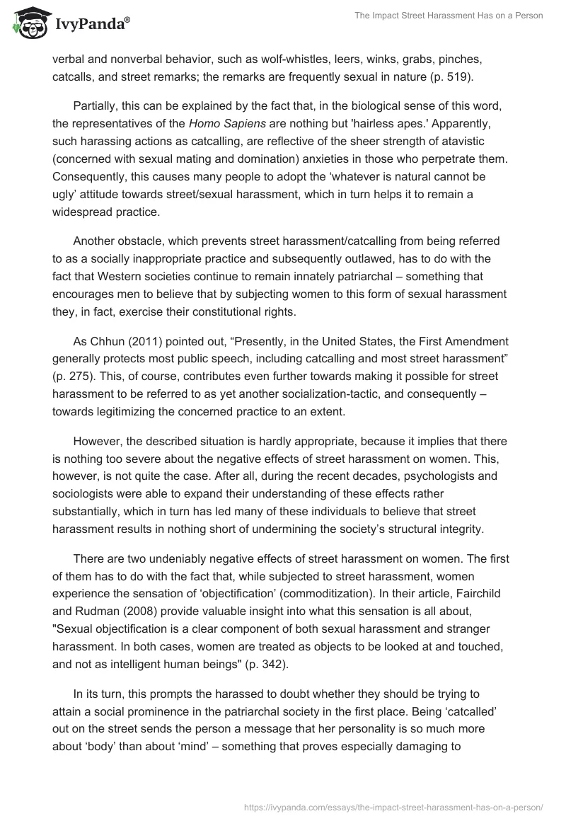 The Impact Street Harassment Has on a Person. Page 3