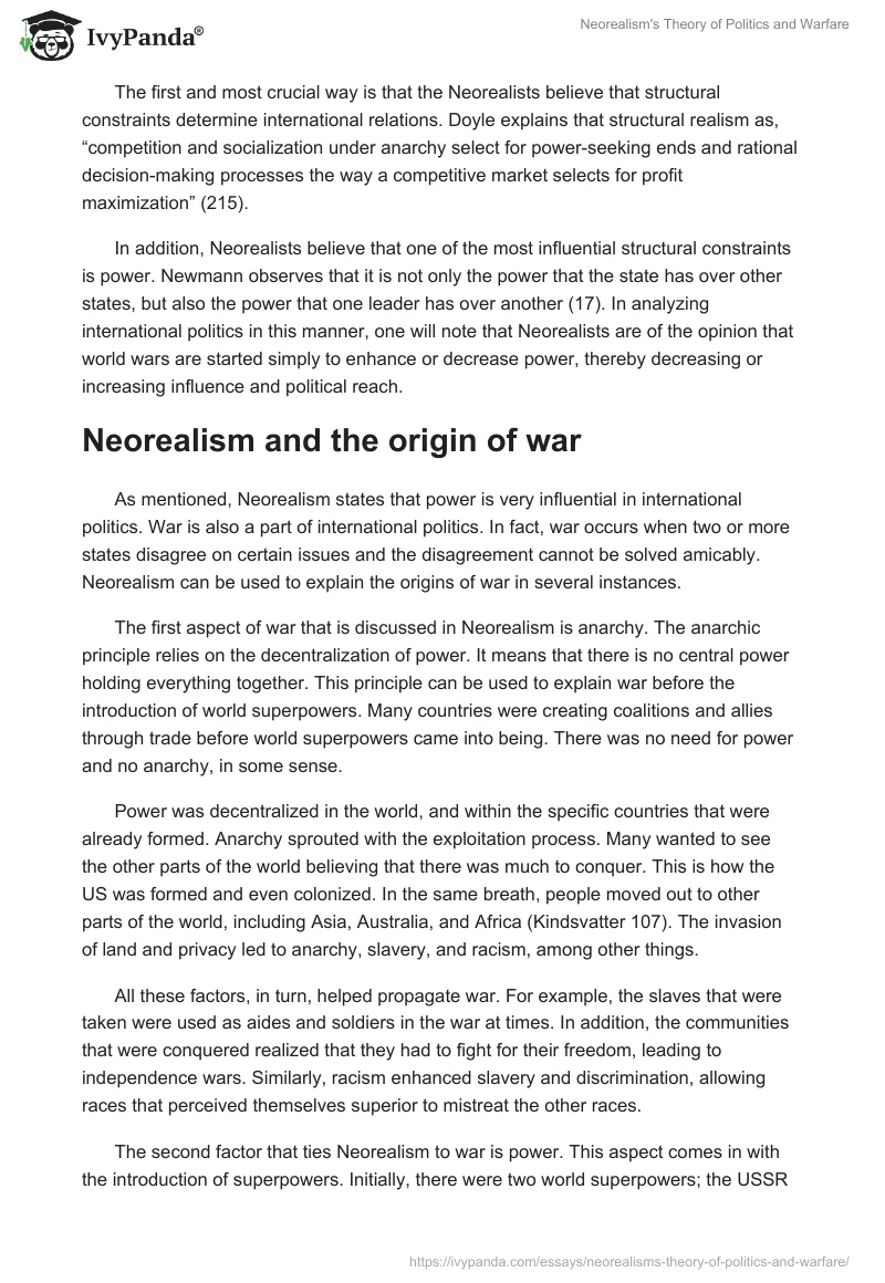 Neorealism's Theory of Politics and Warfare. Page 2