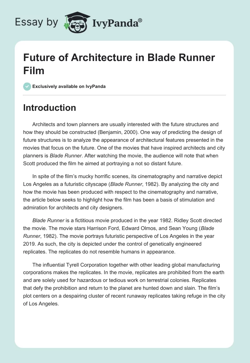 Future of Architecture in "Blade Runner" Film. Page 1