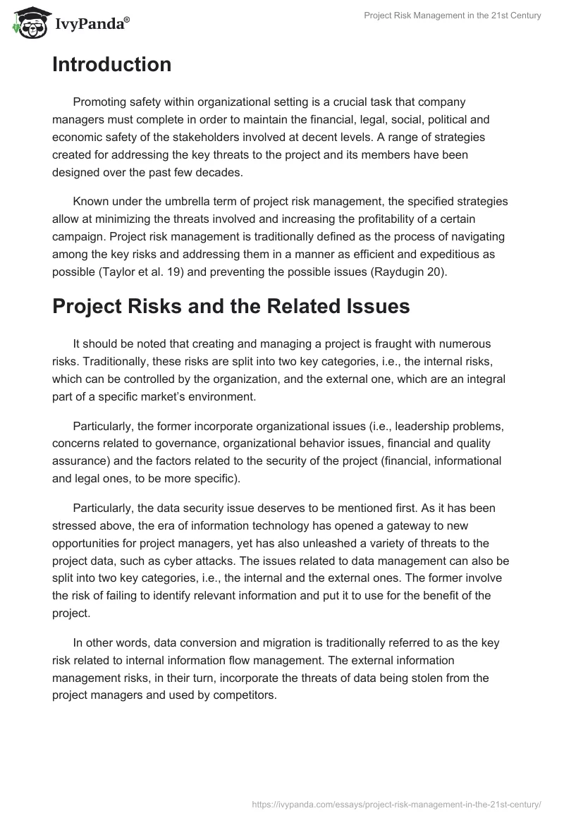 Project Risk Management in the 21st Century. Page 2