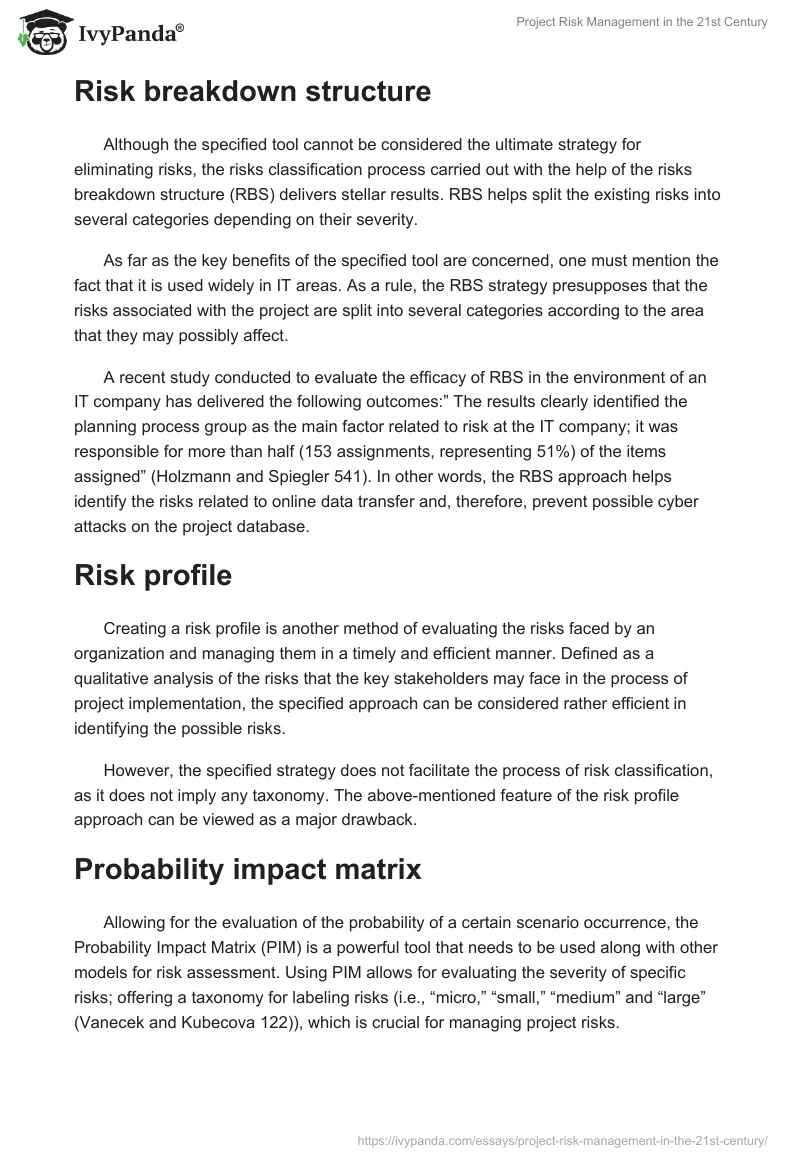 Project Risk Management in the 21st Century. Page 4