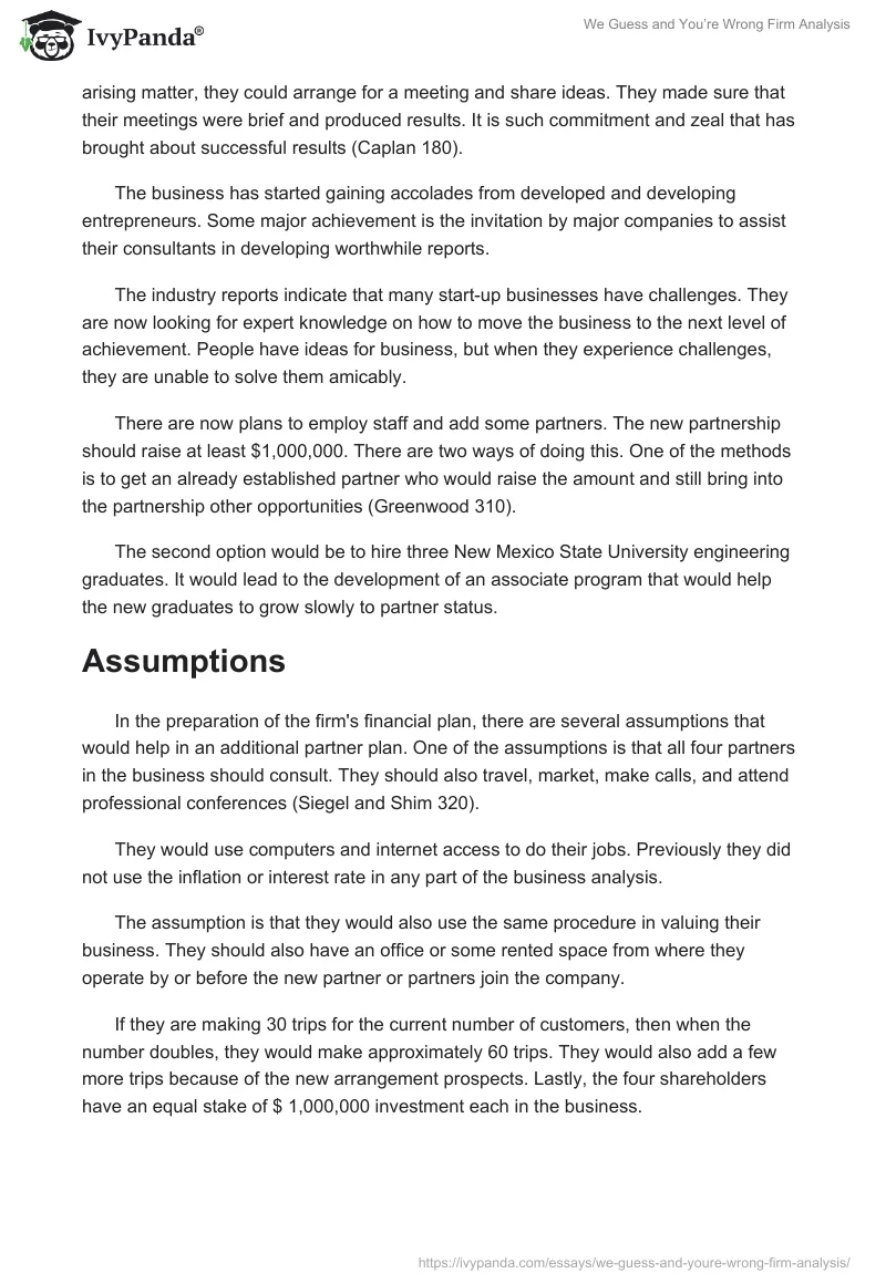 "We Guess and You’re Wrong" Firm Analysis. Page 2
