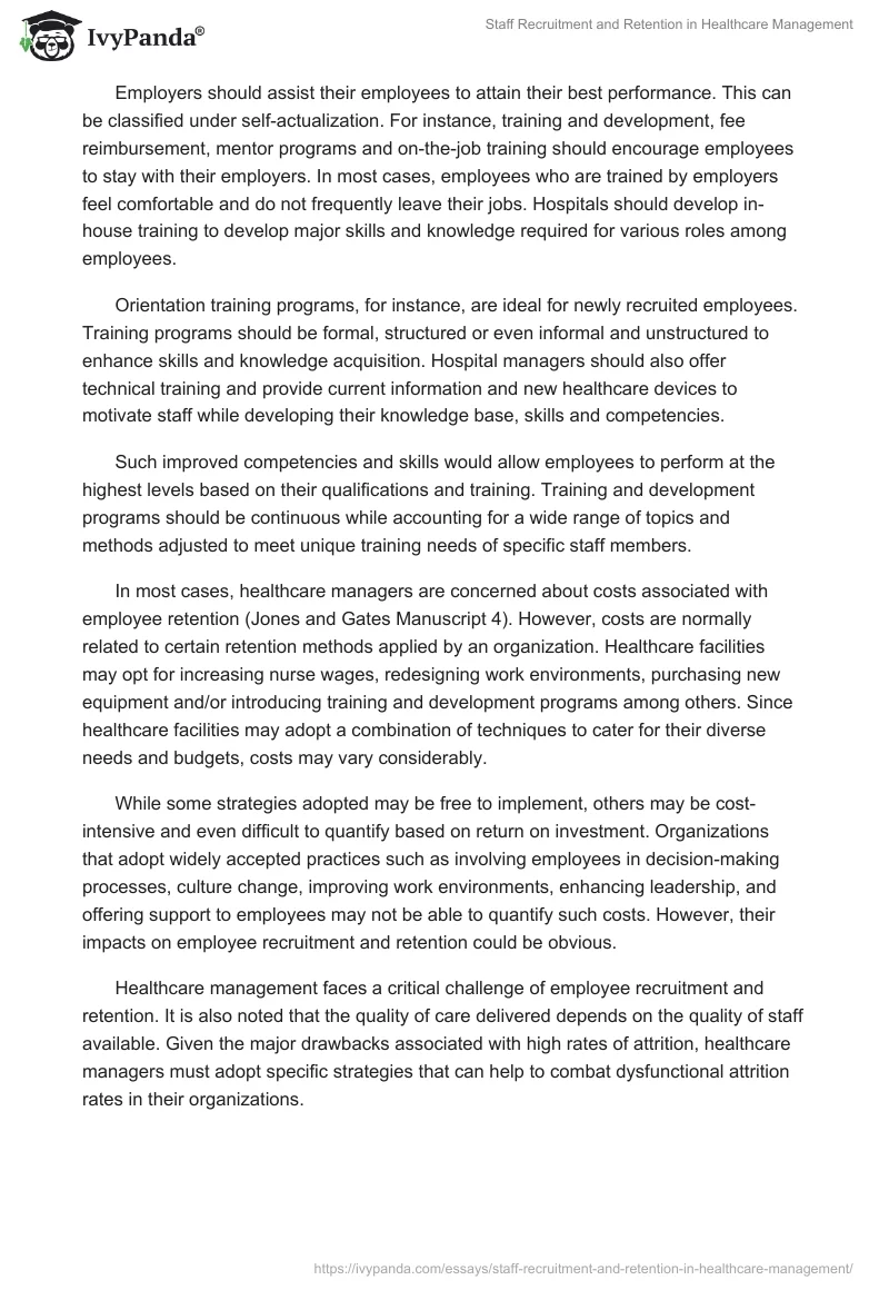Staff Recruitment and Retention in Healthcare Management. Page 5