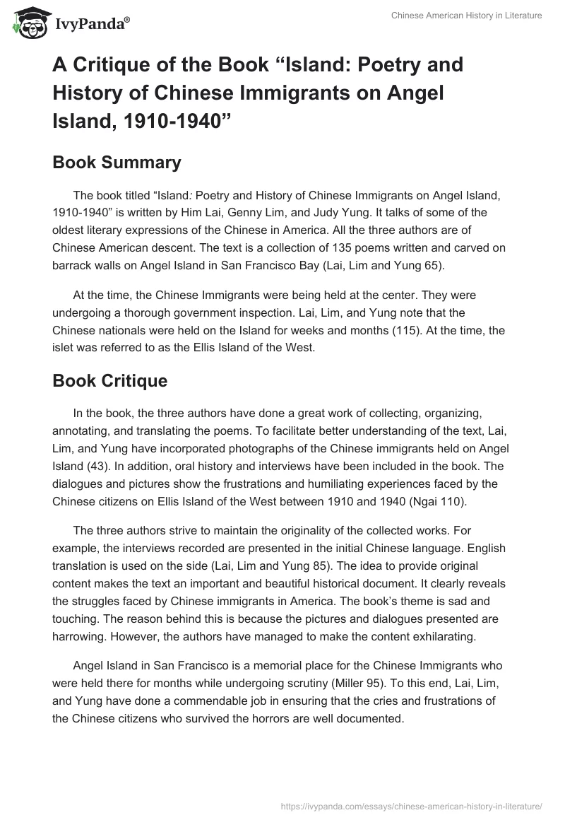 Chinese American History in Literature. Page 2