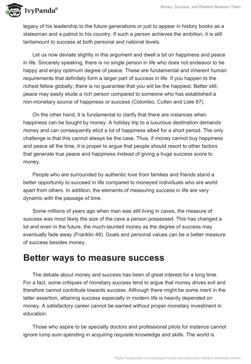 Money, Success, and Relation Between Them. Page 3