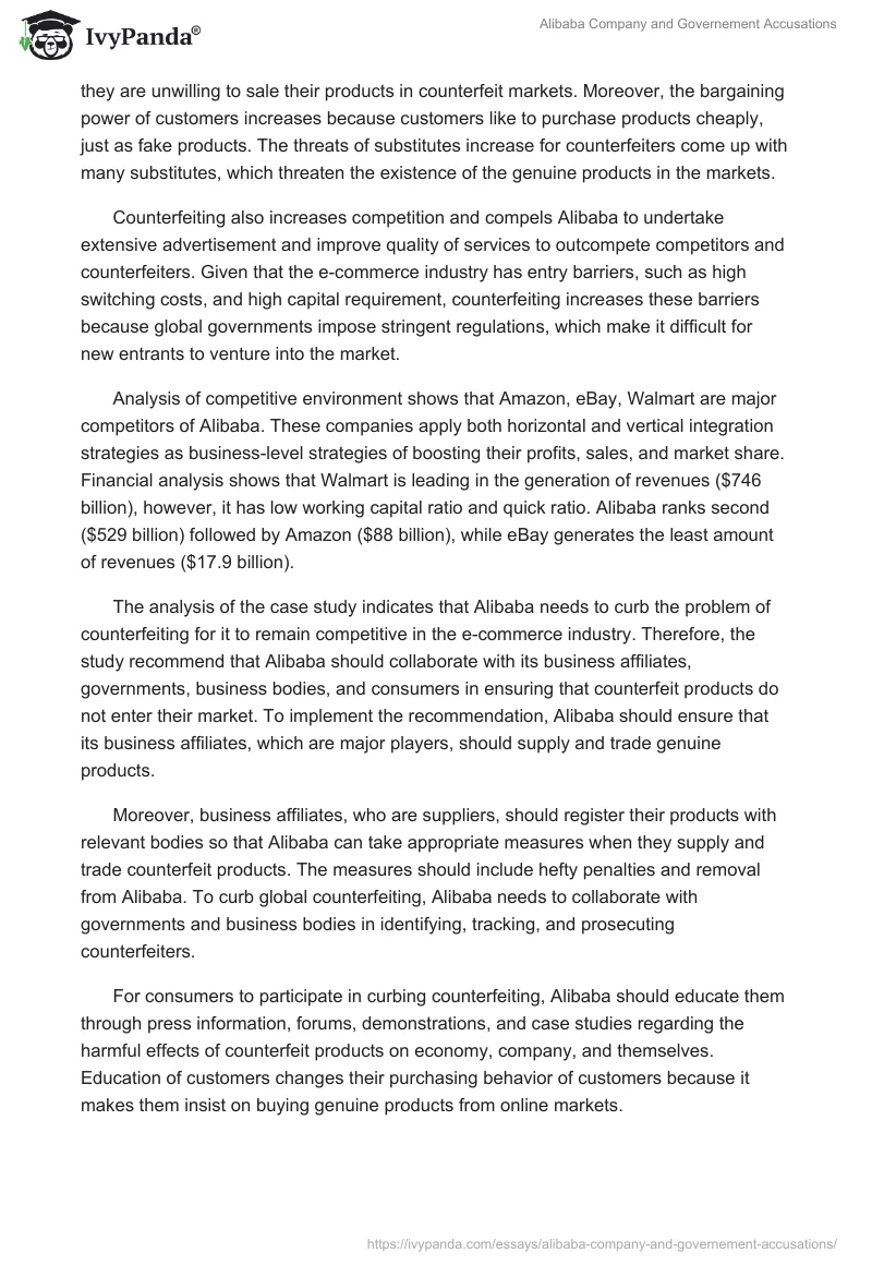 Alibaba Company and Governement Accusations. Page 2