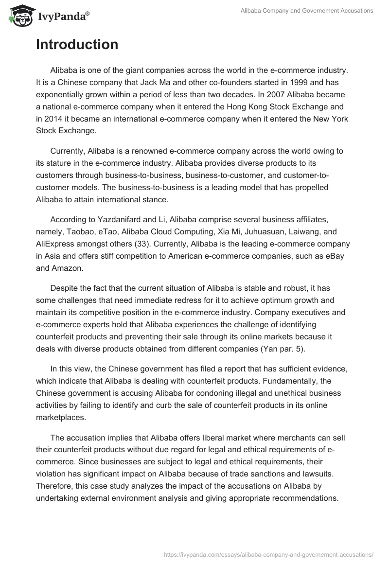 Alibaba Company and Governement Accusations. Page 3
