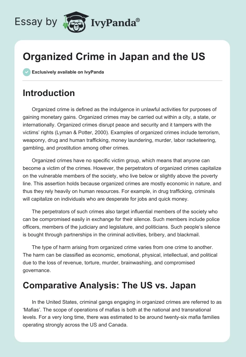 Organized Crime in Japan and the US. Page 1