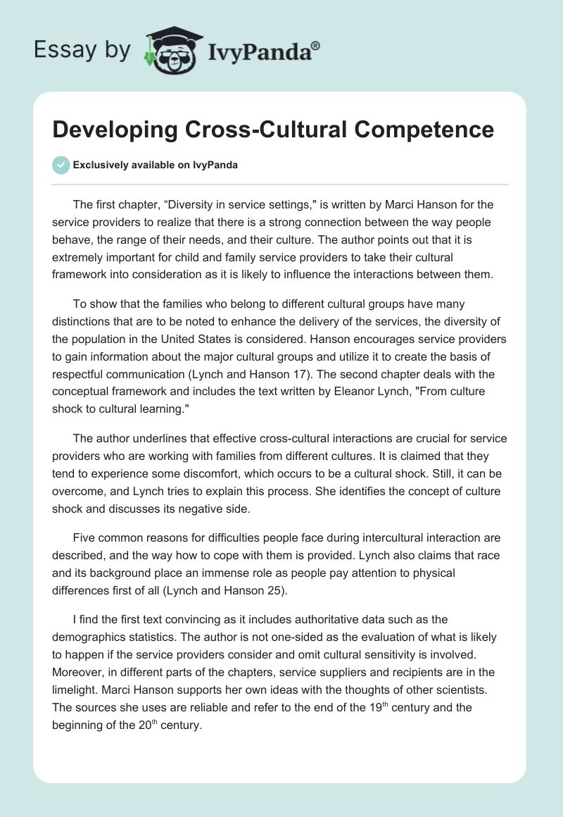 Developing Cross-Cultural Competence. Page 1