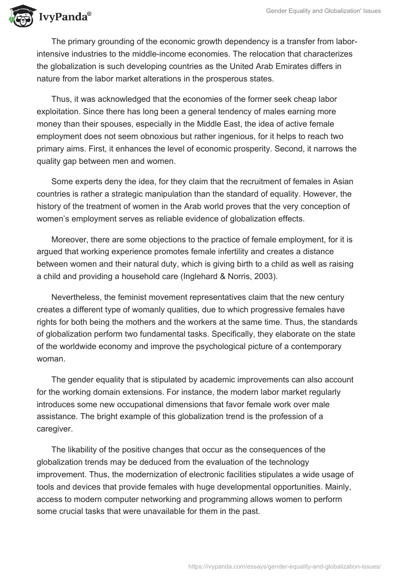 Gender Equality and Globalization' Issues. Page 2