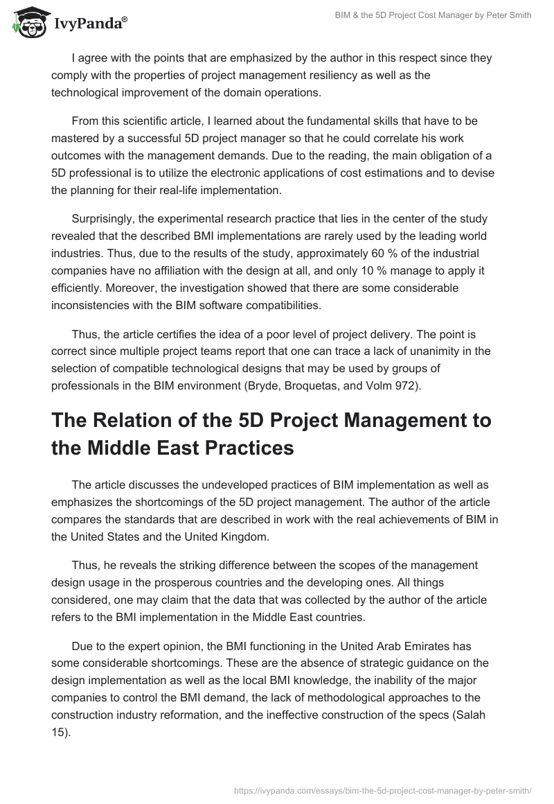 "BIM & the 5D Project Cost Manager" by Peter Smith. Page 2