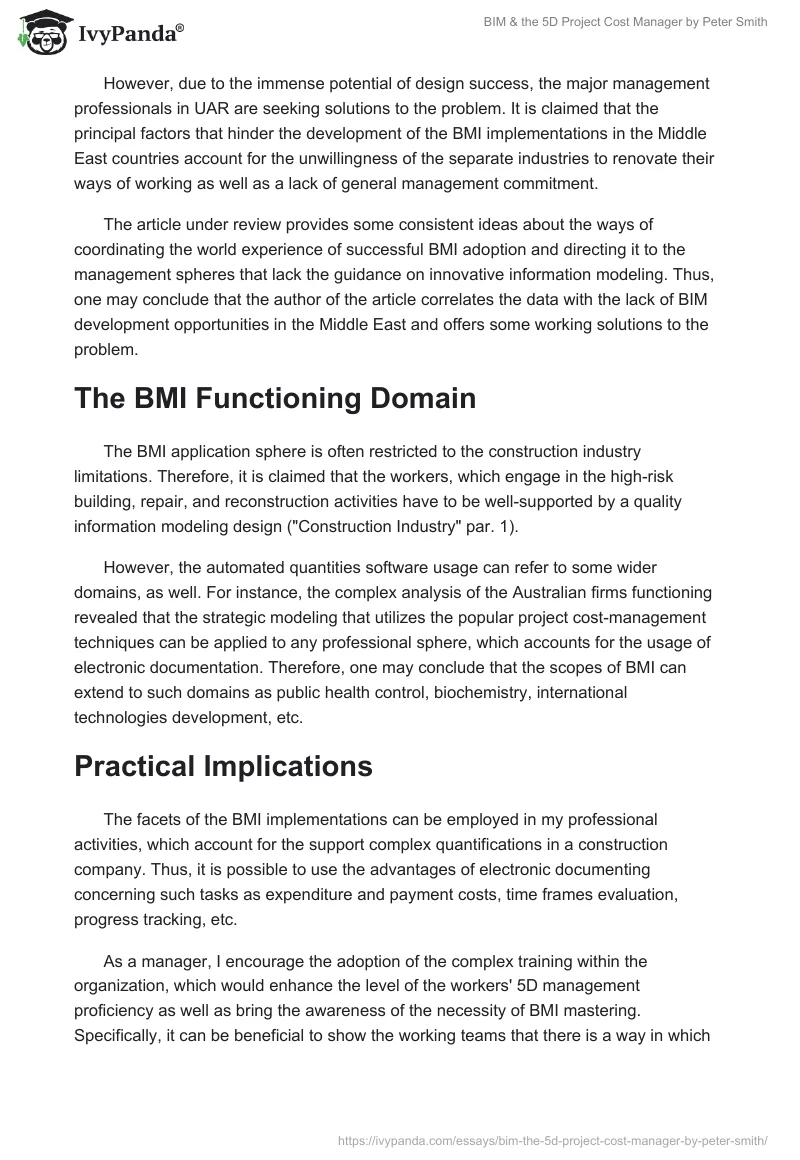 "BIM & the 5D Project Cost Manager" by Peter Smith. Page 3