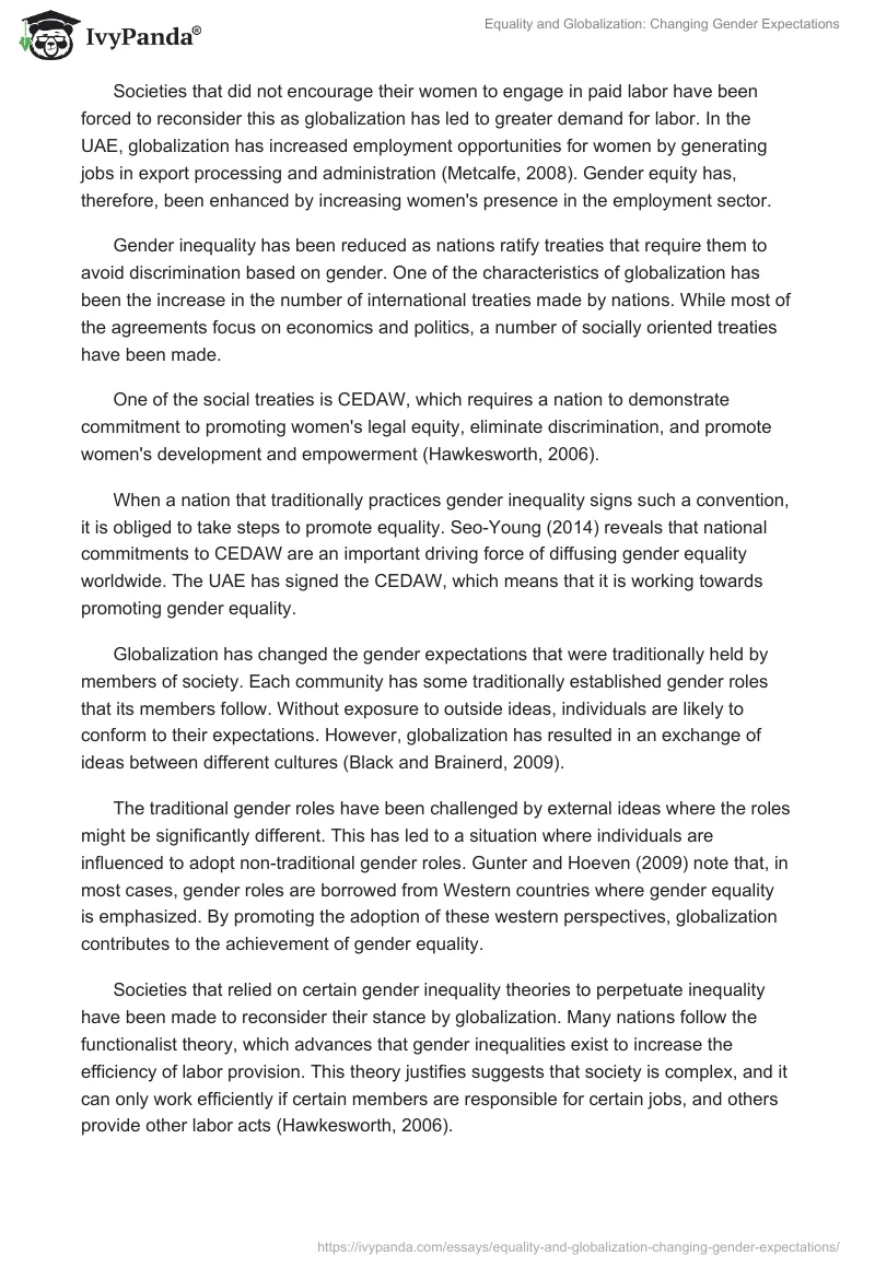 Equality and Globalization: Changing Gender Expectations. Page 2