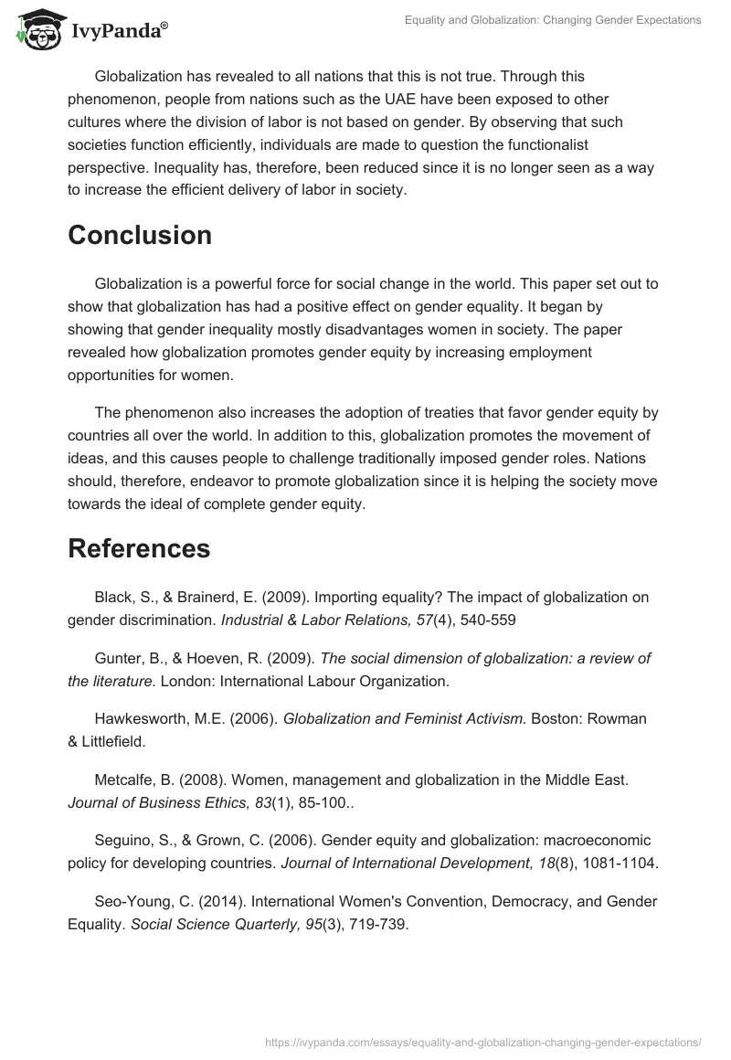 Equality and Globalization: Changing Gender Expectations. Page 3