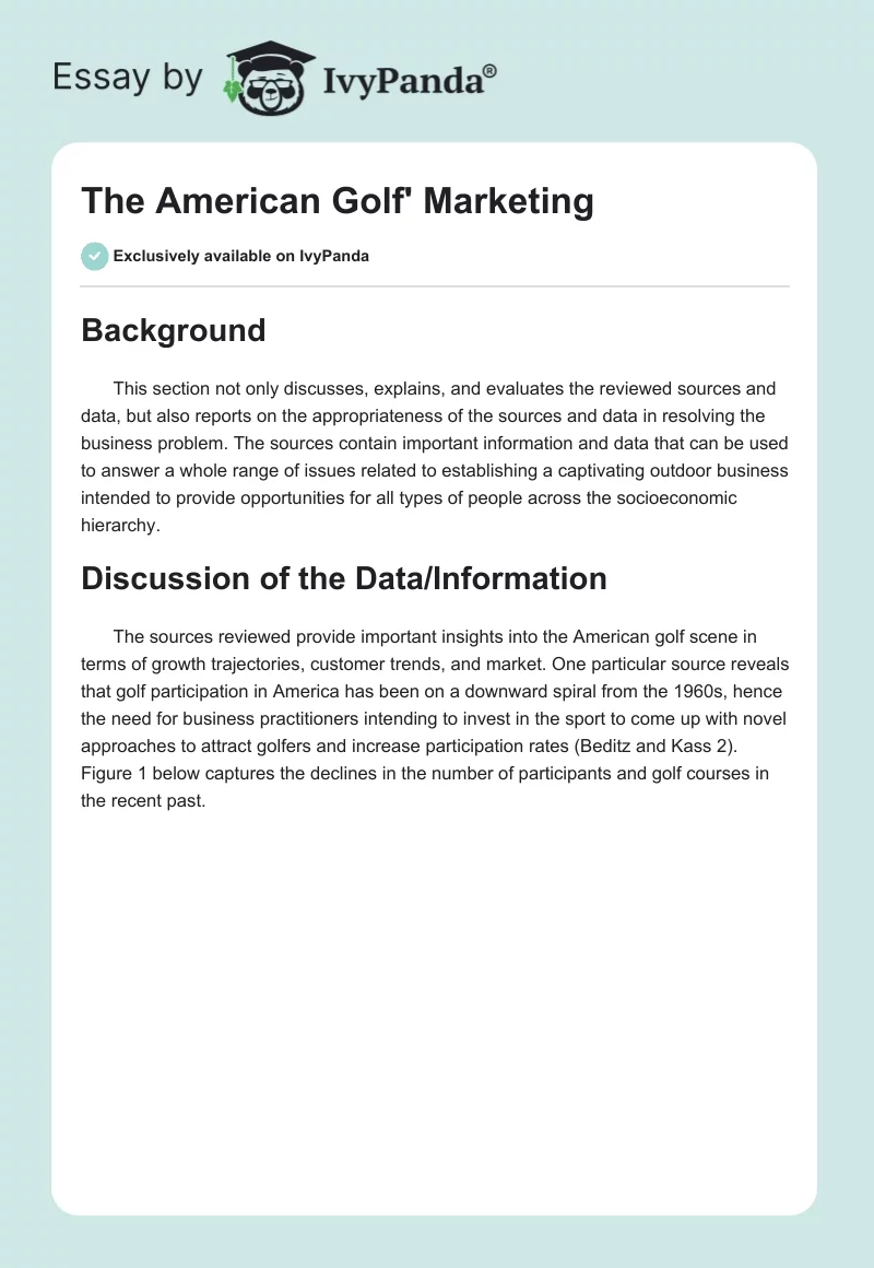 The American Golf' Marketing. Page 1