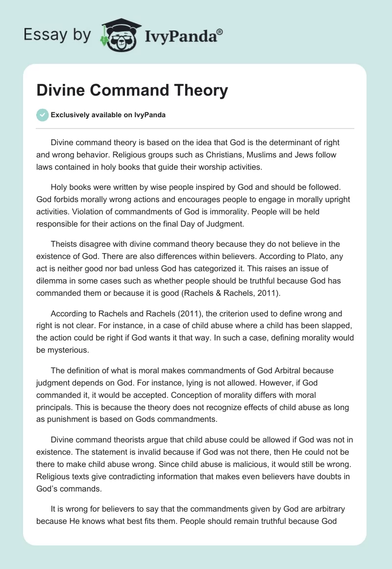 Divine Command Theory. Page 1