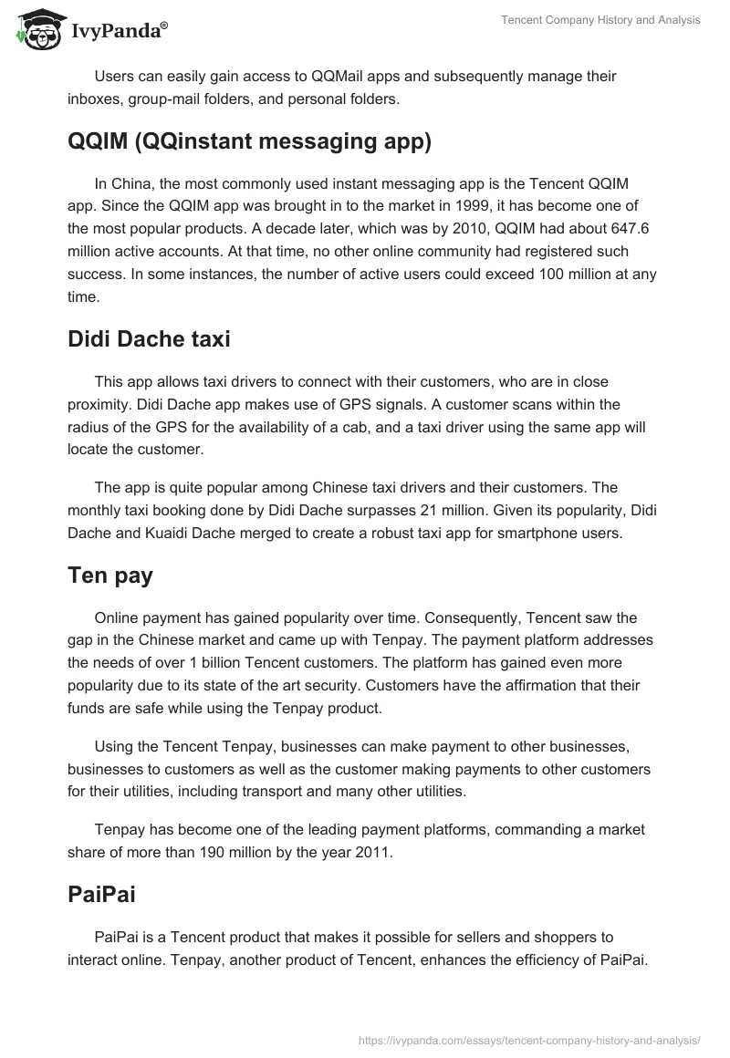 Tencent Company History and Analysis. Page 3