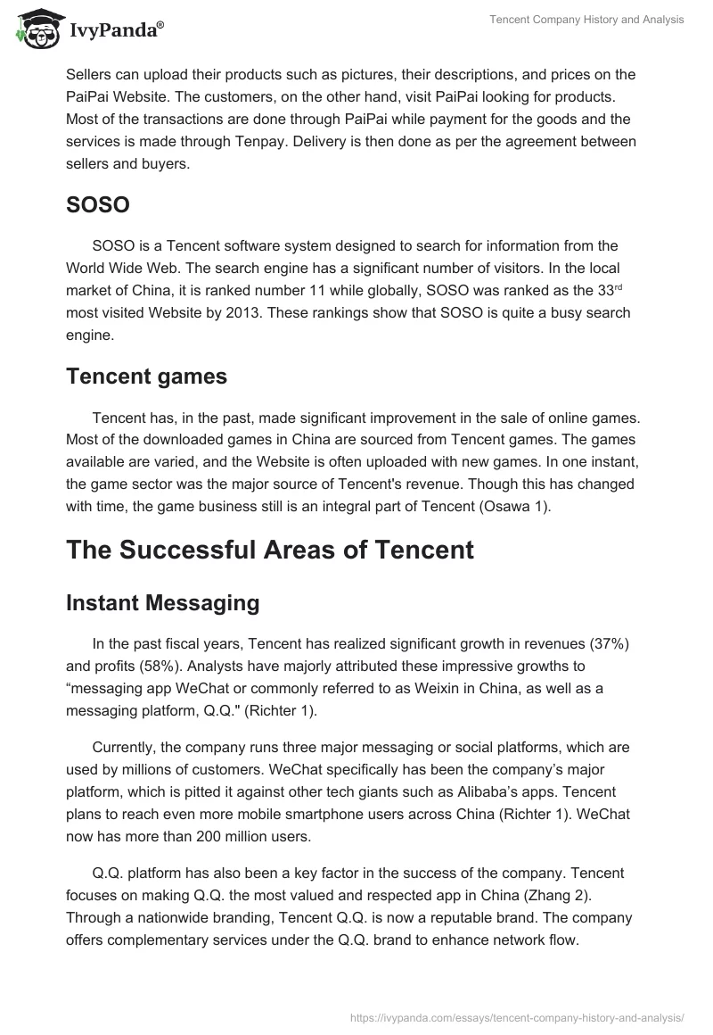 Tencent Company History and Analysis. Page 4