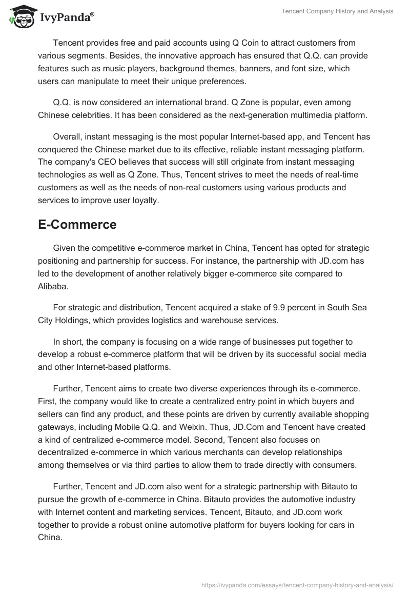 Tencent Company History and Analysis. Page 5