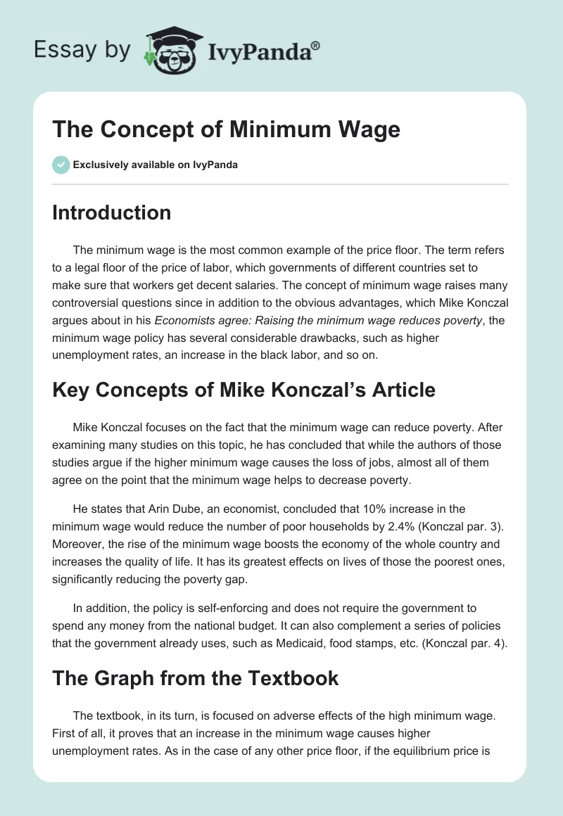 The Concept of Minimum Wage. Page 1