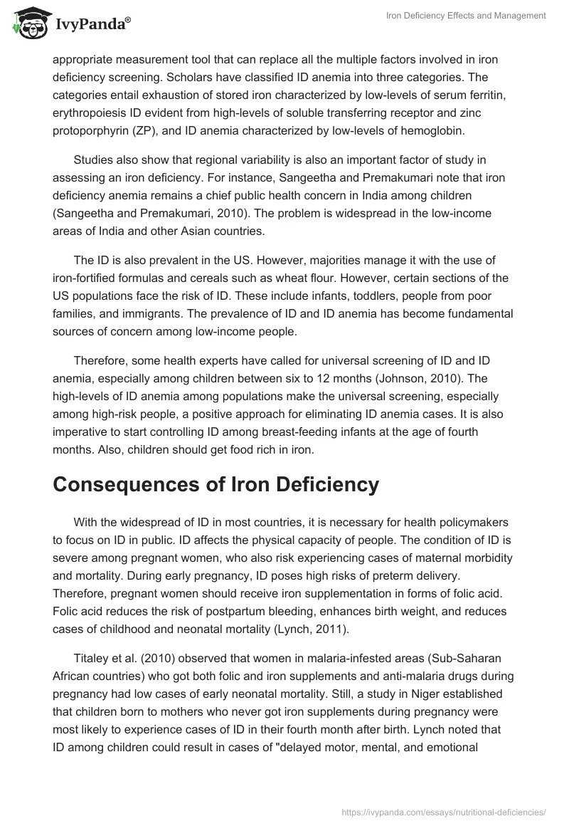 Iron Deficiency Effects and Management. Page 2