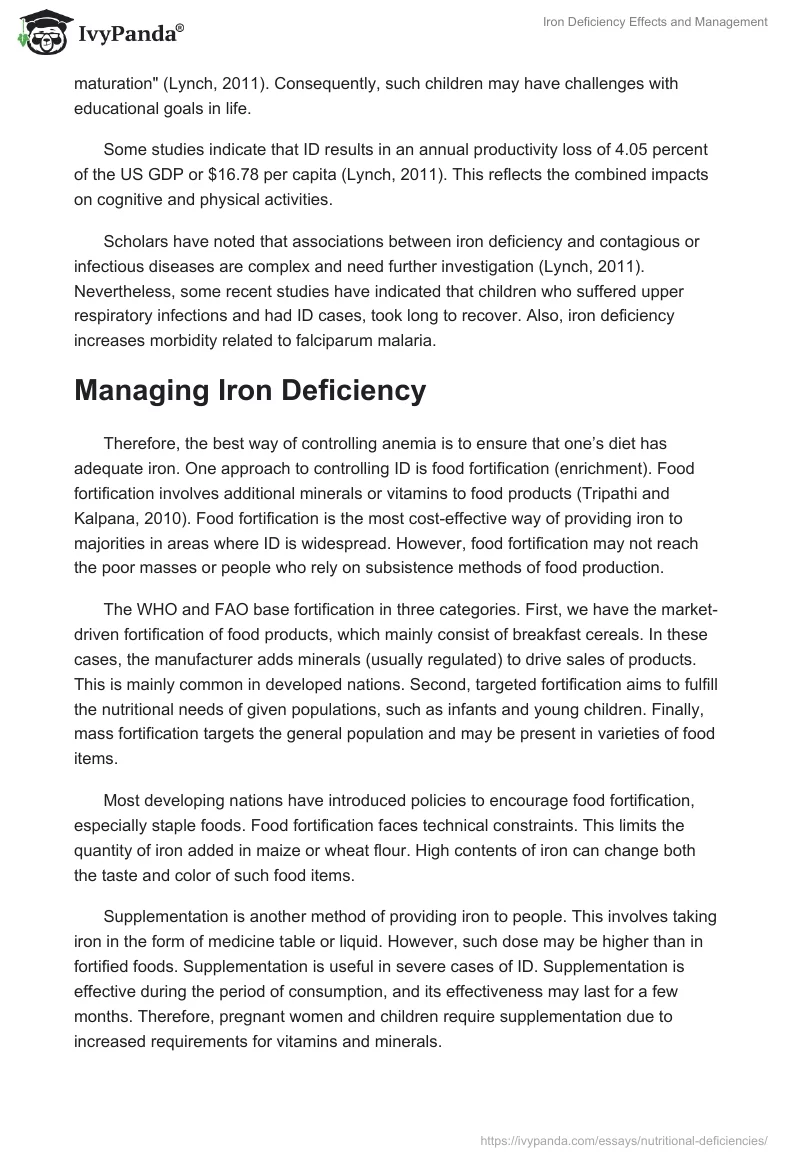 Iron Deficiency Effects and Management. Page 3