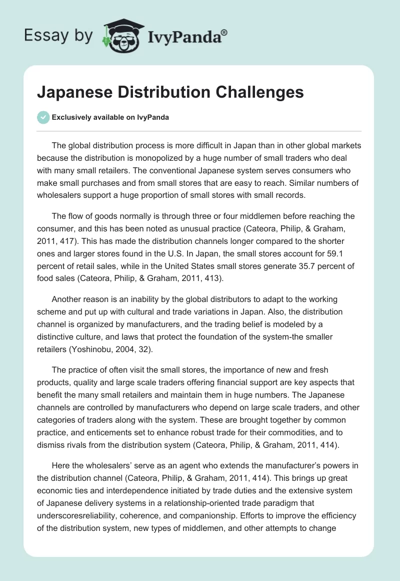 Japanese Distribution Challenges. Page 1