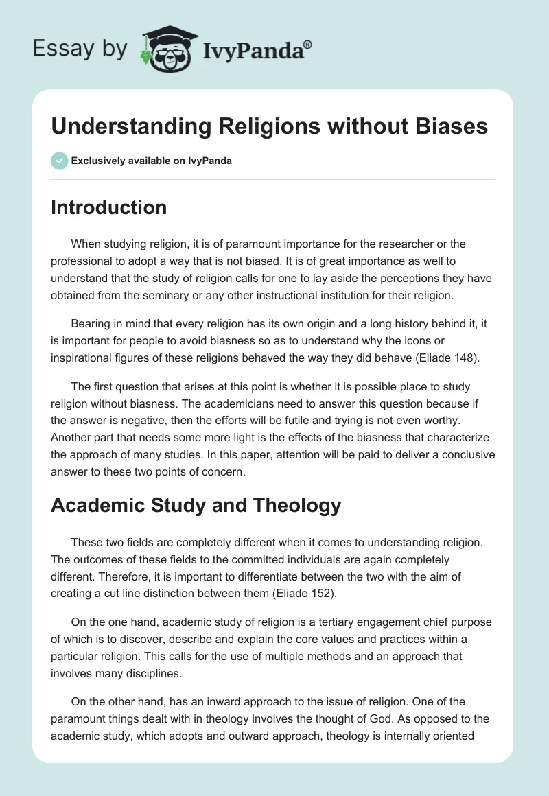 Understanding Religions without Biases. Page 1