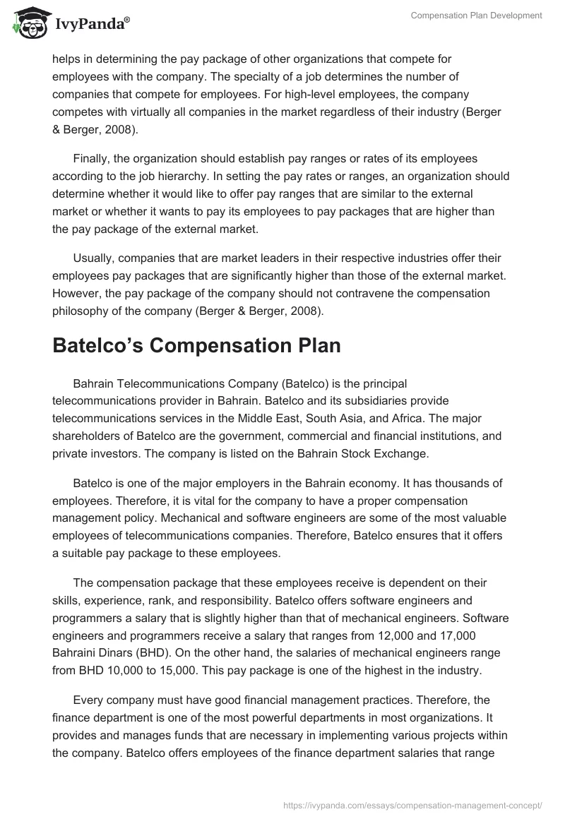 Compensation Plan Development. Page 2
