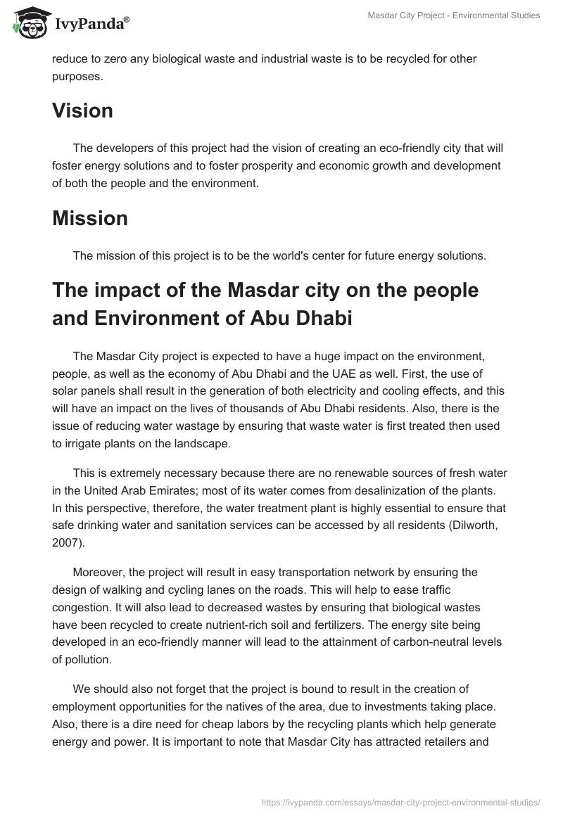 Masdar City Project - Environmental Studies. Page 3