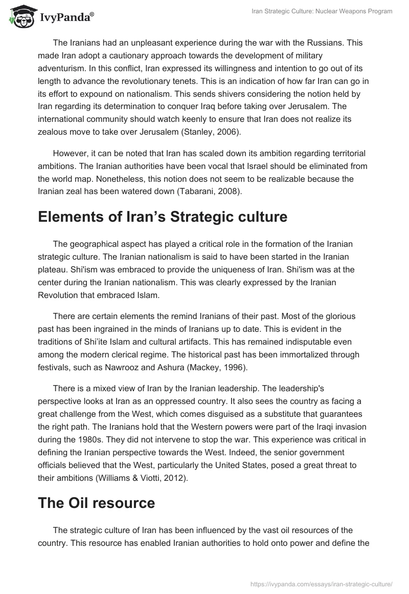 Iran Strategic Culture: Nuclear Weapons Program. Page 3