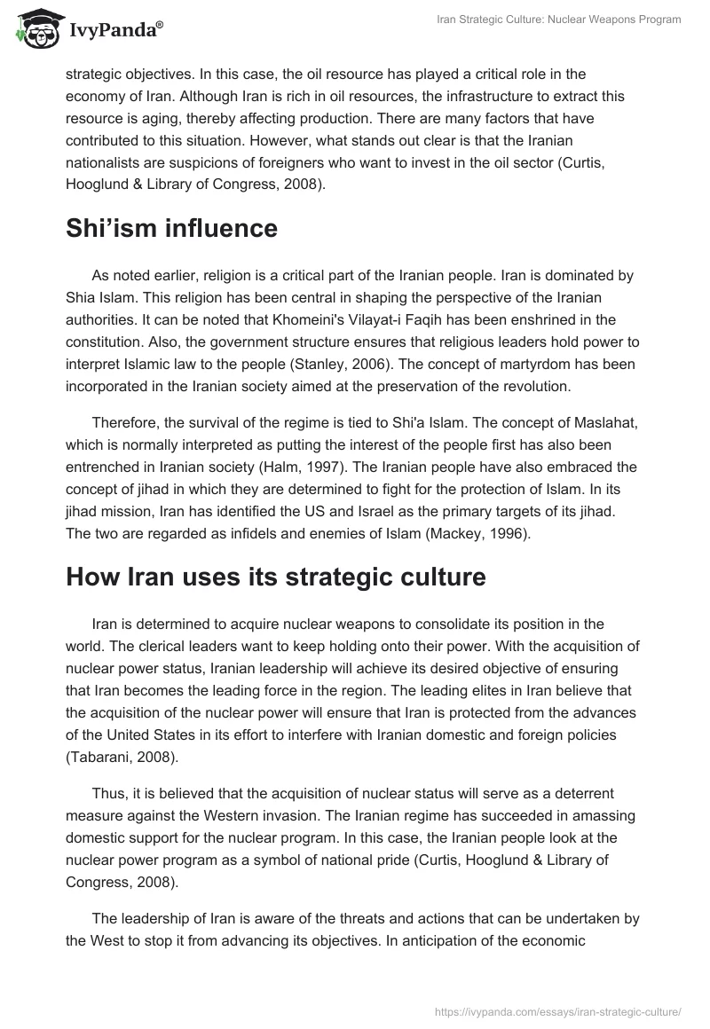 Iran Strategic Culture: Nuclear Weapons Program. Page 4