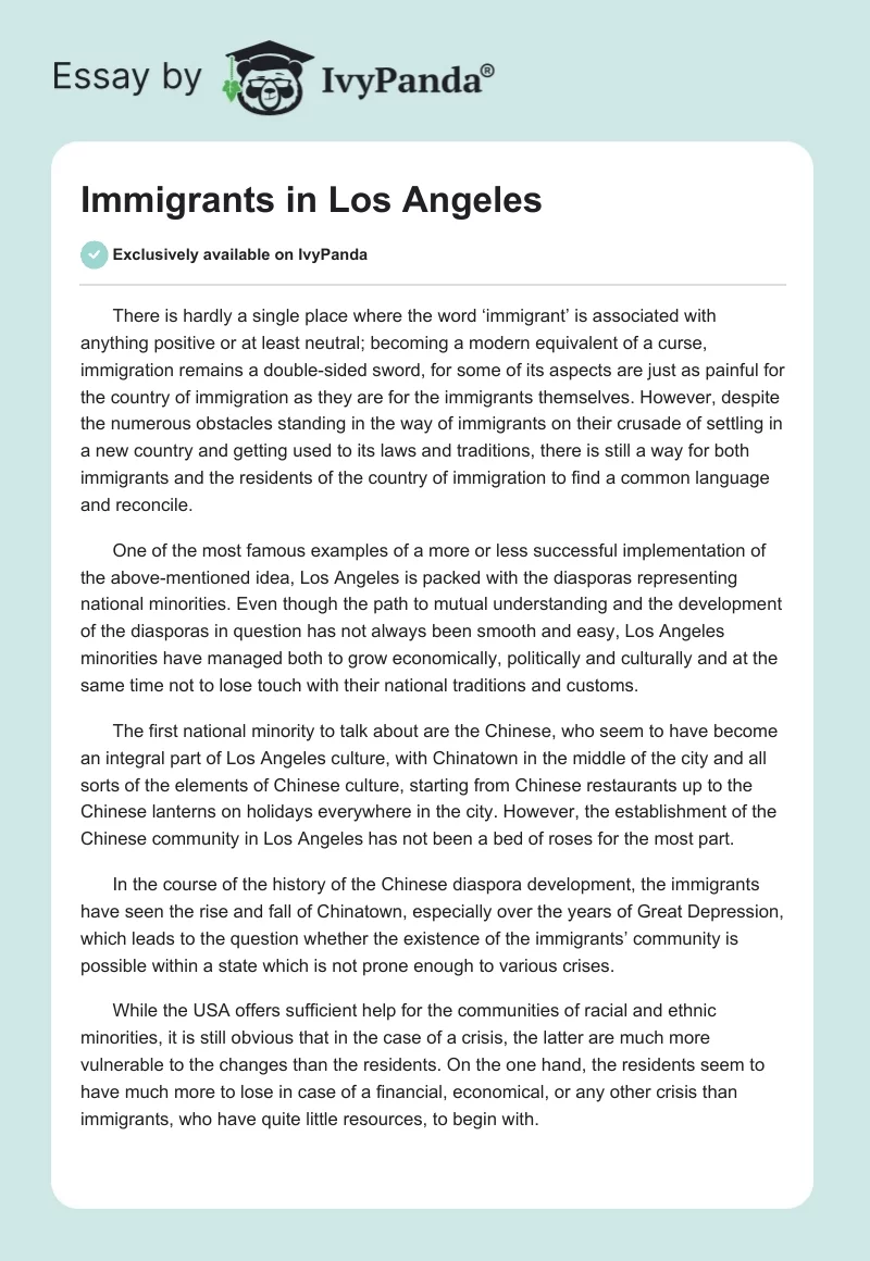 Immigrants in Los Angeles. Page 1