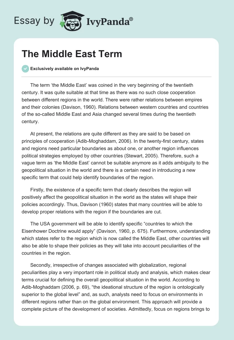 "The Middle East" Term. Page 1