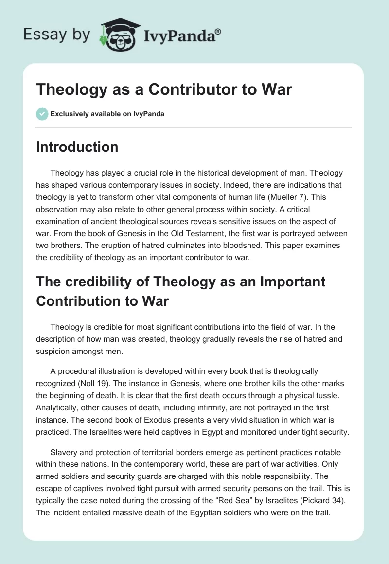 Theology as a Contributor to War. Page 1