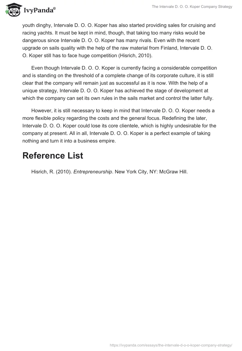 The Intervale D. O. O. Koper Company Strategy. Page 2