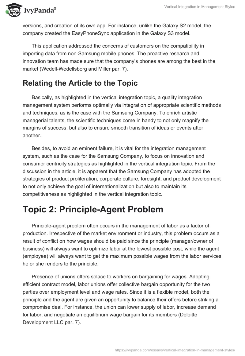 Vertical Integration in Management Styles. Page 3