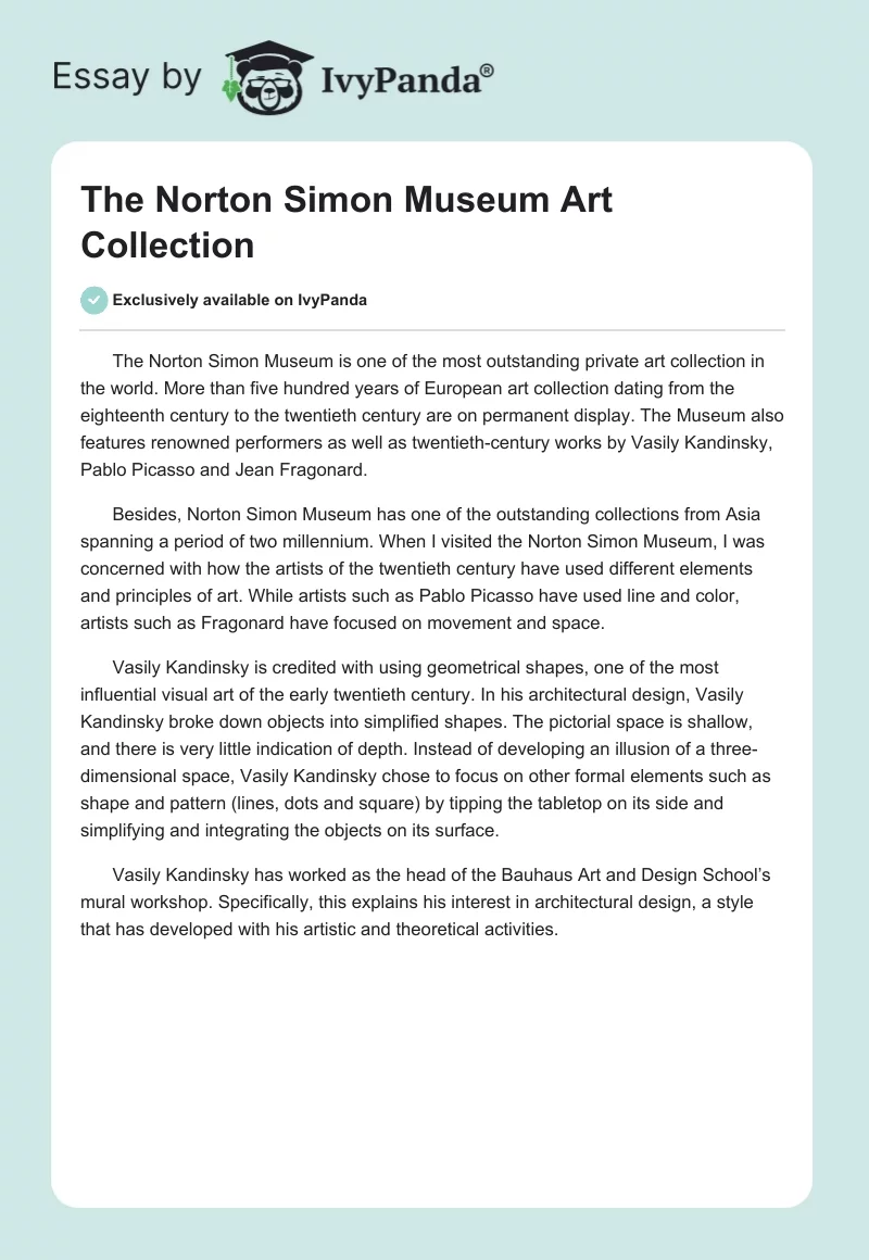 The Norton Simon Museum Art Collection. Page 1