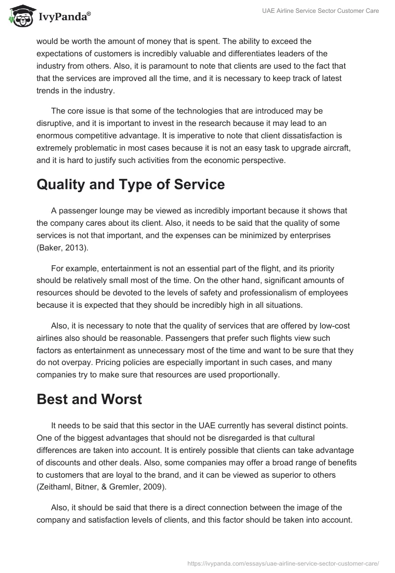 UAE Airline Service Sector Customer Care. Page 2